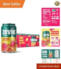 Zero Sugar Strawberry Lemon Burst Soda 12 oz Cans 8-Pack, Naturally Sweetened