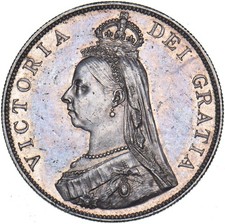 1887 Double Florin (Arabic 1) - Victoria British Silver Coin - Superb