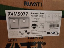 Ruvati 28-inch Undermount 50/50 Double Bowl 16Gauge Kitchen Sink- RVM5077 2667 