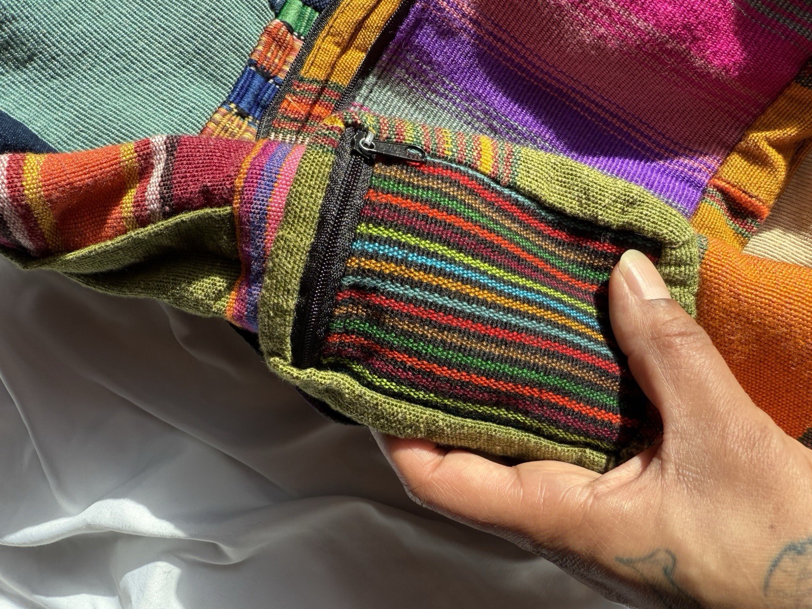 100% Cotton Colorful Patchwork Backpack - image 3