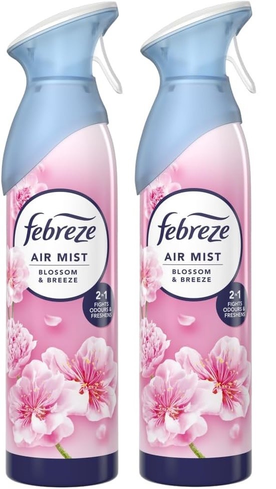 2x Febreze Air Mist Blossom & Breeze Fresh Scent Air Freshener Spray - 185ml