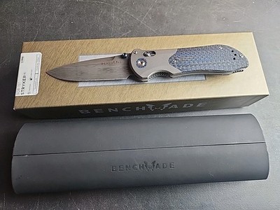 Gold Class Benchmade 908-151 Stryker Axis Lock #90 Blue/Grey Damascus Steel  