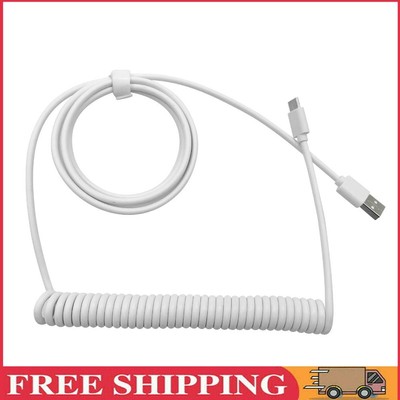 Mechanical Keyboard Data Cable Type-C to USB Coiled Charging Cable (White)