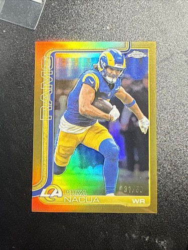 2025 Topps Chrome Gold Puka Nacua #166 Los Angeles Rams 31/50 Football