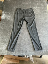 Zara Man Dess Pants Mens 42 Gray Business Flat Front Straight Leg Cuffed Hem