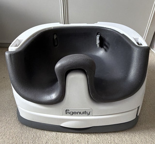 Ingenuity Baby Base 2 in 1 Booster Seat Removable Tray Harness Grey/White