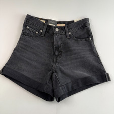 Levi's Women Rolled 80s Mom High Rise Zip Fly Jeans Short 24 Black NWT