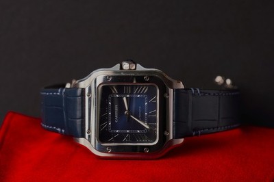 Cartier Santos 2024 de Cartier Blue Dial Medium Full Set WSSA0063