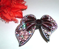 Purple Aurora Borealis Rhinestone Butterfly Hair Barrette New w Tag
