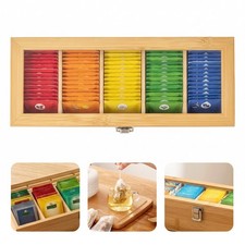 Bamboo Tea Box Tea Storage – 5 or 12 Compartments, Tea Bag Organizer, Spice