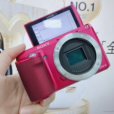 Sony Alpha NEX-F3 Pink Mirrorless Camera Body Only - Tested Working
