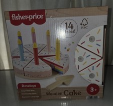 Fisher-Price Wooden Pretend Play Cake Set 14 Pieces Ages 3 JGR82