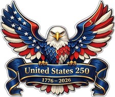 2PCS 250th Anniversary USA Car Decal Stickers, 1776  2026 Patriotic American I...