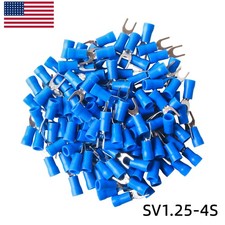 500pcs BLUE FORK SPADE TERMINAL 16-14GA 8 VINYL INSULATED CRIMP WIRE CONNECTOR