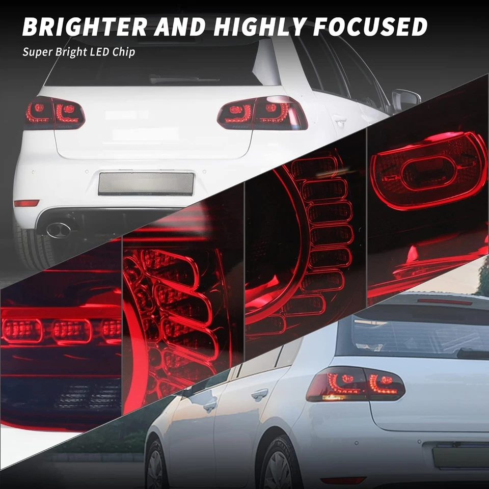 Par de luces traseras LED rojas ahumadas L+R para Volkswagen Golf MK6 2010-2014 Foto 4 de 4