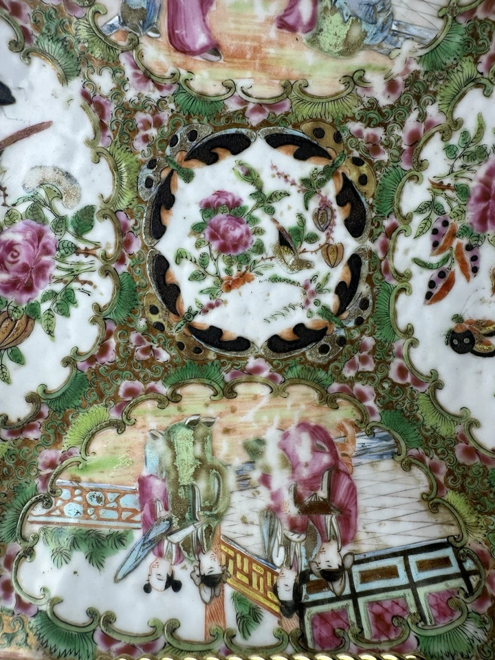 ANTIQUE CHINESE ROSE MEDALLION SERVING PLATE - Image 2 of 4