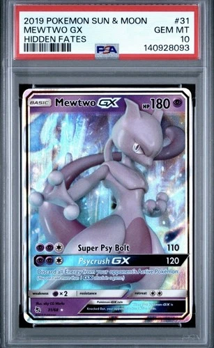 2019 POKEMON SUN & MOON HIDDEN FATES #31 MEWTWO GX PSA 10 New Cert