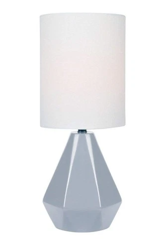 Lite Source Mini Table LAMP, Grey Ceramic/White Linen Shade, E27 A 60W LS-232... - Picture 2 of 4