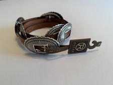 Roper Women's XL / 38 Concho Western Style Leather Belt Brown Silver NWT