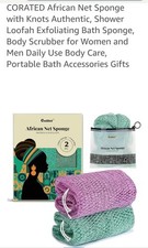 CORATED African Net Sponge with Knots Authentic, Shower Loofah Exfoliating Bath
