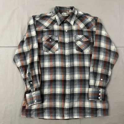 Genuine Roebucks Plaid Pear Snap Flannel Sz XL