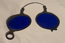 Antique Blue Lens Pince Nez Sunglasses Spectacles