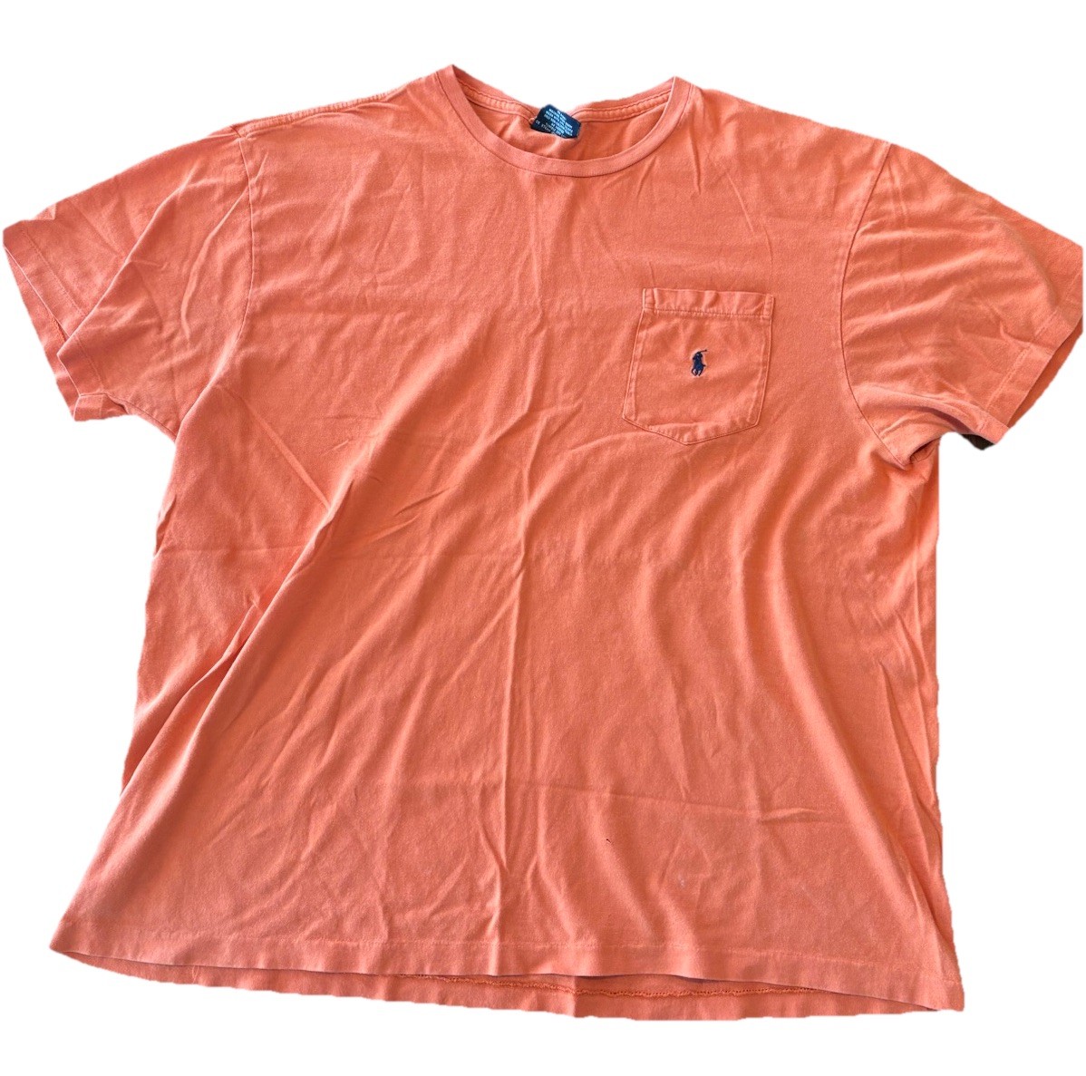Ralph Lauren Polo Men's Pocket T Shirt Size Large Orange with Blue Polo Logo