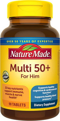 Men's Multivitamins 50+ for Daily Nutritional Support - 90 Tablets