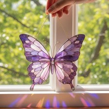 Purple Butterfly Acrylic Suncatcher, Window Hanging, Garden Decor, Animal Lovers