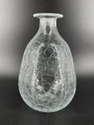 Vintage MCM Handmade Blenko Clear Crackle Glass Bottle Decanter No Stopper)