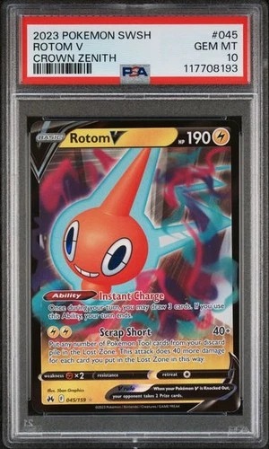 Rotom V 045/159 Crown Zenith Holo Pokemon PSA 10