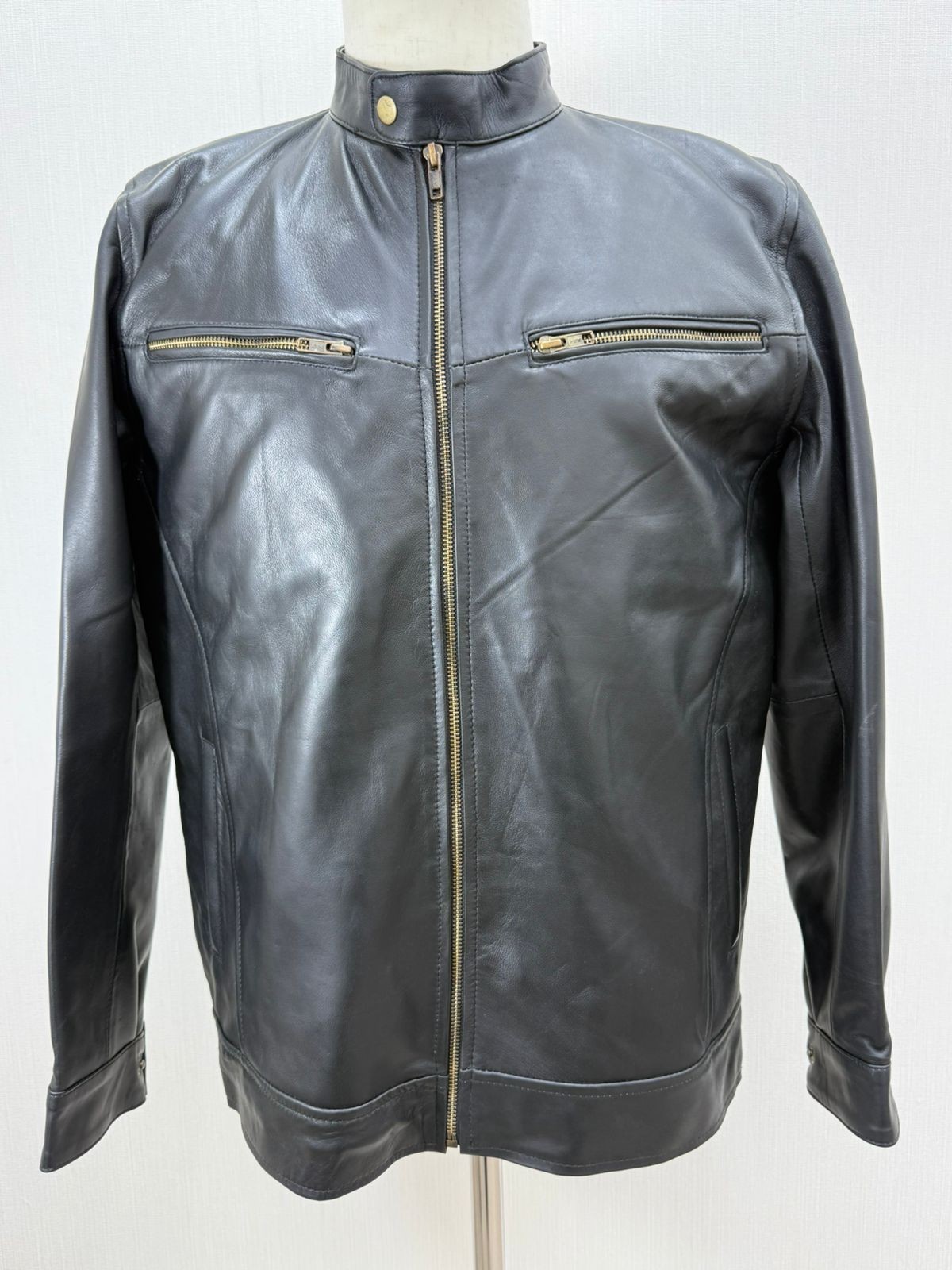 Men's Italian Sheepskin Genuine Leather Premium Soft Black Jacket Size Asian L