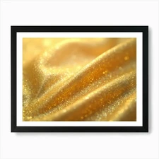 Gold Shimmering Fabric Art Print Framed Wall Art Poster Canvas Print Picture