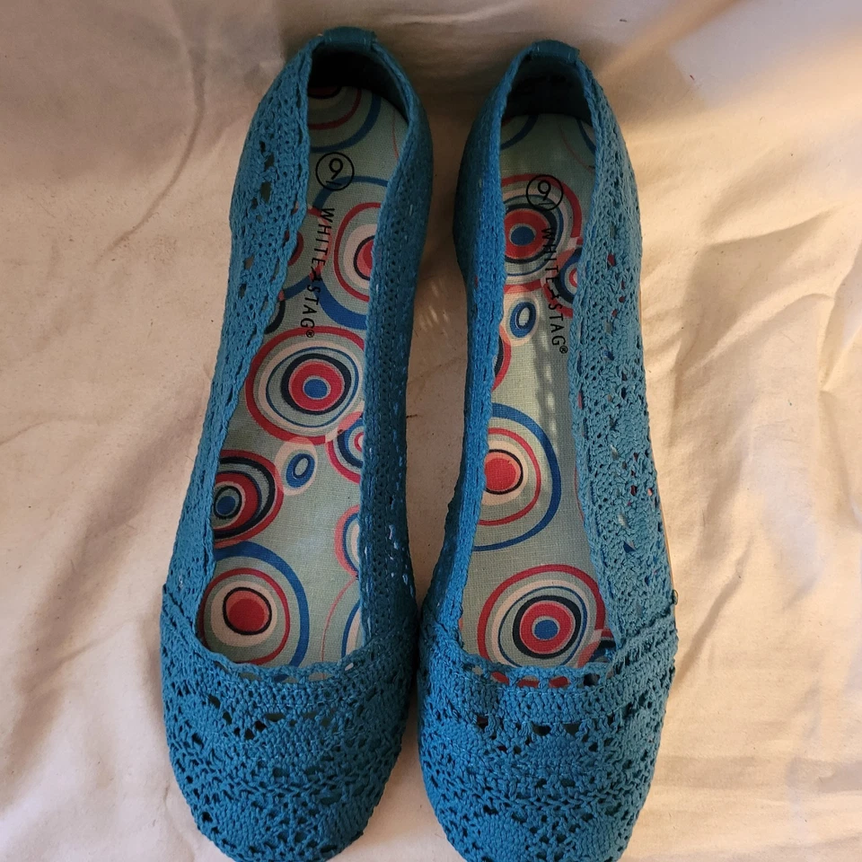 Zapatos para mujer azules sin cordones de ciervo blanco talla 9, nuevos en caja Foto 3 de 4