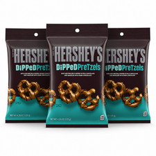 Hershey's Dipped Pretzels, 3 Pack, 4.25 oz Bags - Milk Chocolate Dipped, Dark