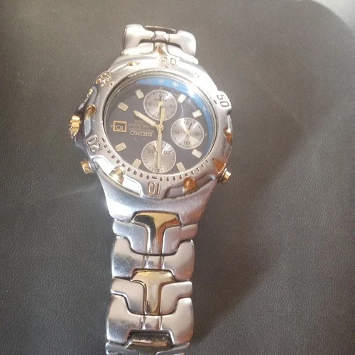 VTG 1992 SEIKO CHROMOGRAPH 100M Water Resist 7T32-GM49 Serial #283859 Needs Batt