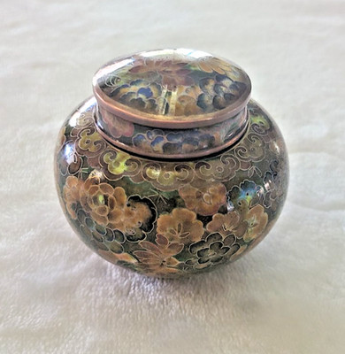 vintage chinese cloisonne ginger jar with lid