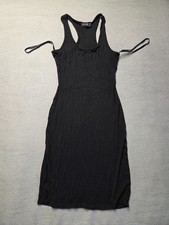 Popular Basics Women Sz S Black Sleeveless Ribbed Mini Bodycon Racerback Dress