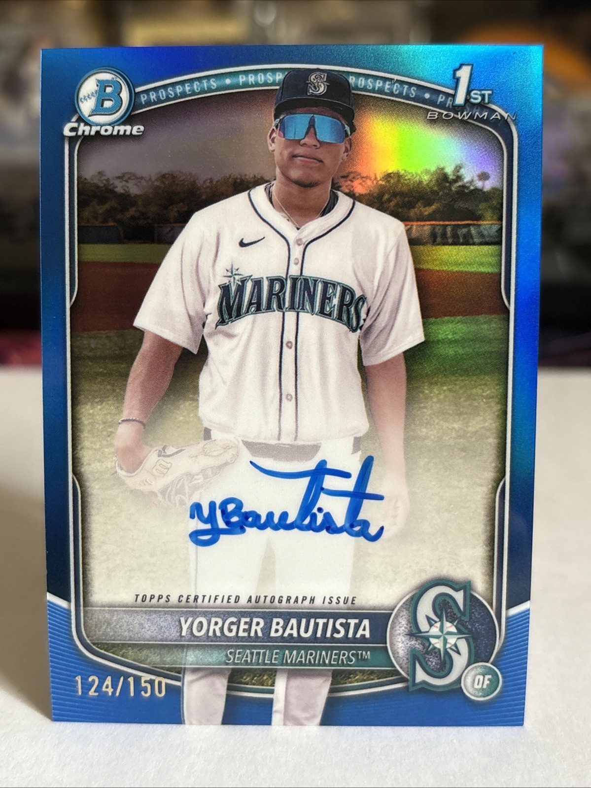 2025 Bowman Chrome Yorger Bautista 1st Bowman True Blue Refractor Auto /150