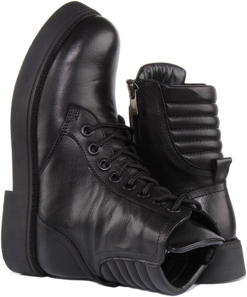 JUSTINREESS ENGLAND Clarissa Combate de Cuero Mujer Botas en Negro Ru 3-8 - Imagen 4 de 4