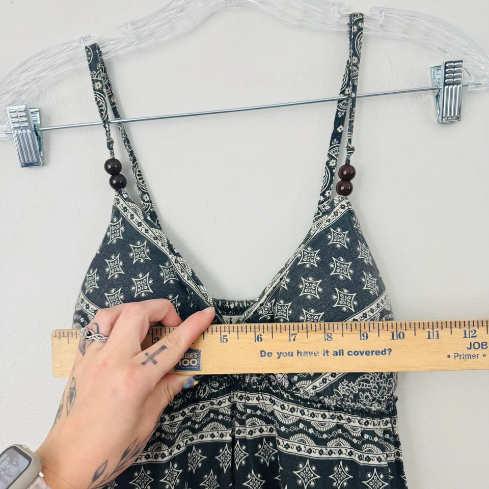 Vestido sin mangas Lei blanco y negro floral boho talla S Foto 2 de 4