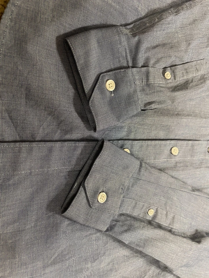Camisa de vestir Apt 9 Premier Flex para hombre pequeña con botones azul y gris manga larga Foto 4 de 4