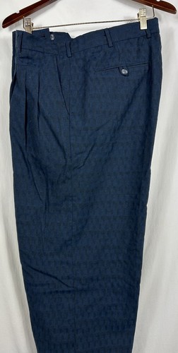 Baxter Mens Dress Casual Business Pants Dark Blue Pattern - Picture 4 of 15