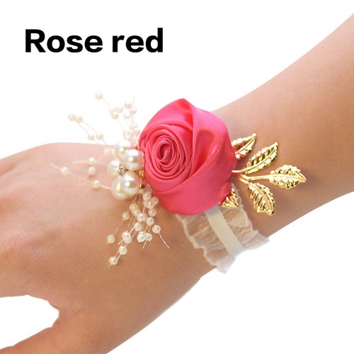 Wedding Bride Silk Flower Wrist Corsage Bouquet Wristband Bracelet Brooch Gift. - Picture 30 of 40