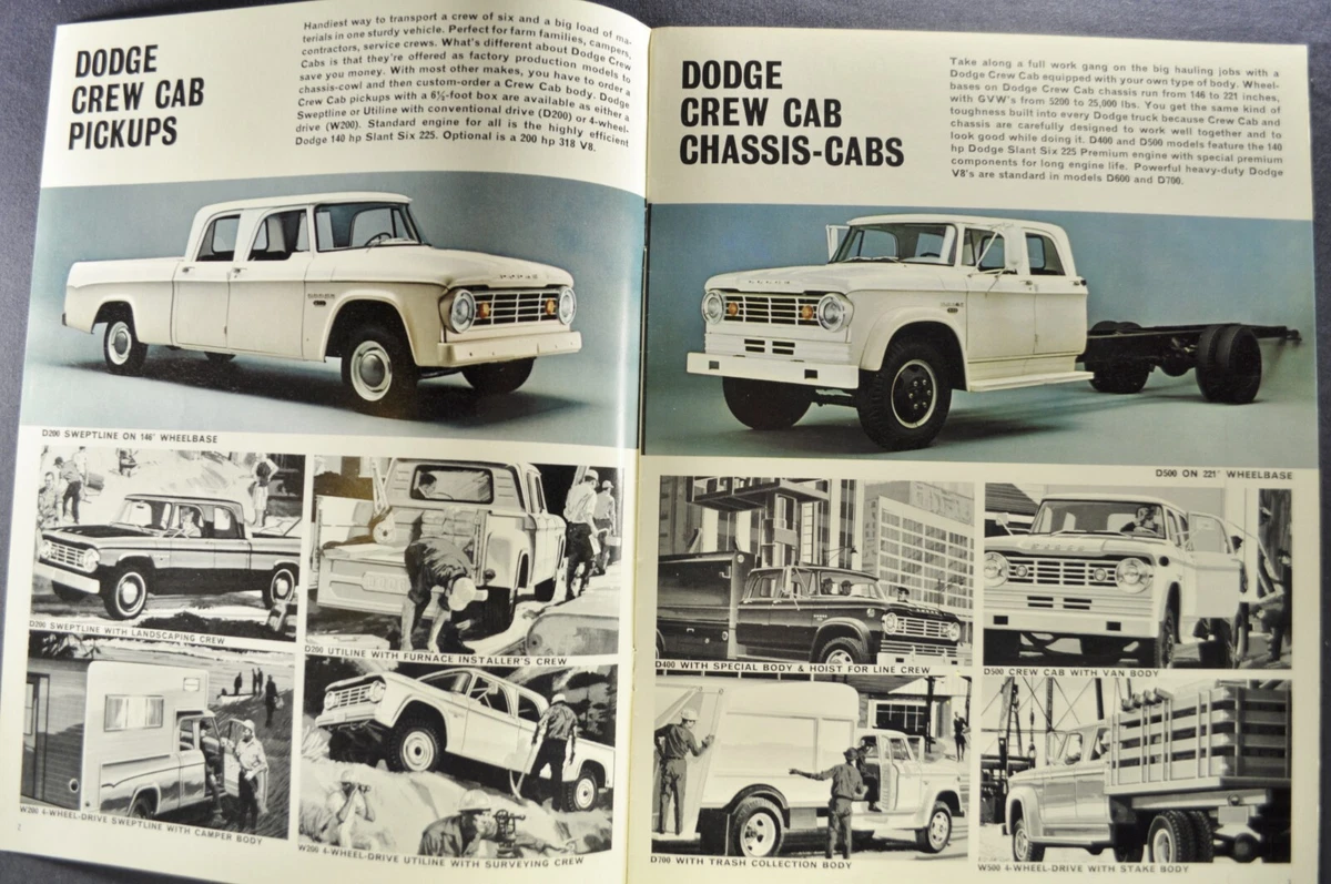 1965 Dodge Crew Cab Pickup Truck Brochure D200 W500 Excellent Original Late 65