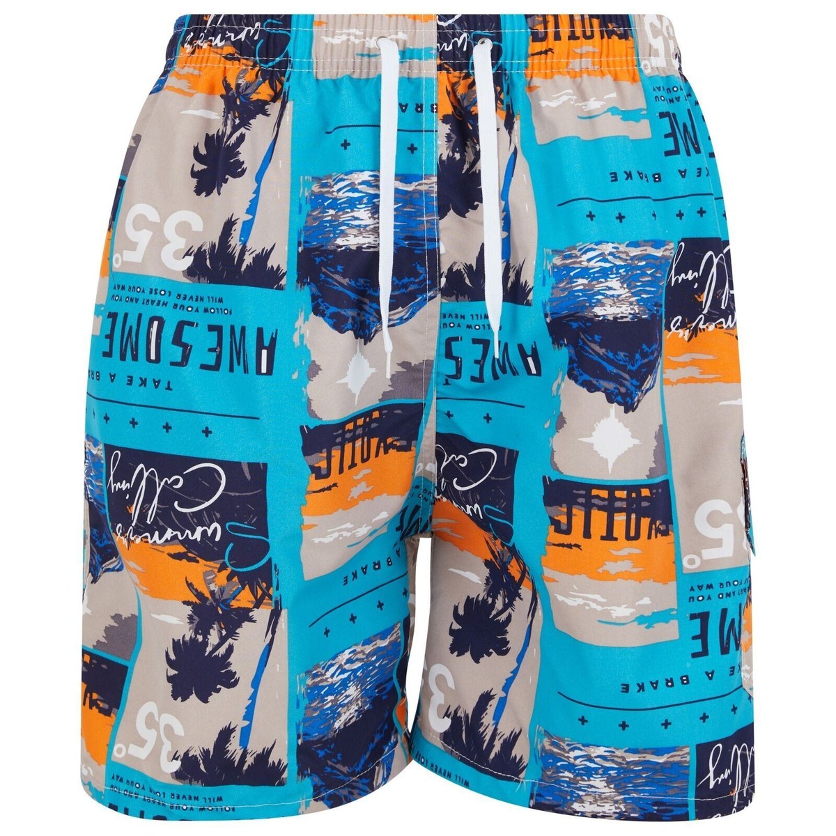 Mens Swimming Trunks, Pockets Cargo Swim Shorts, Beach Suit