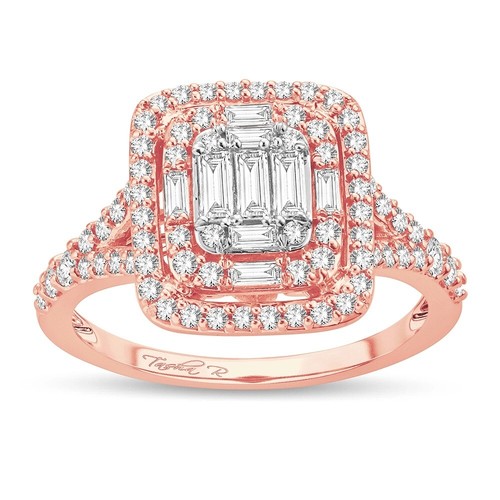 3/4 CT Real Diamond Halo Engagement Wedding Ring Band Solid 14K Rose Gold $3995 - Picture 7 of 11