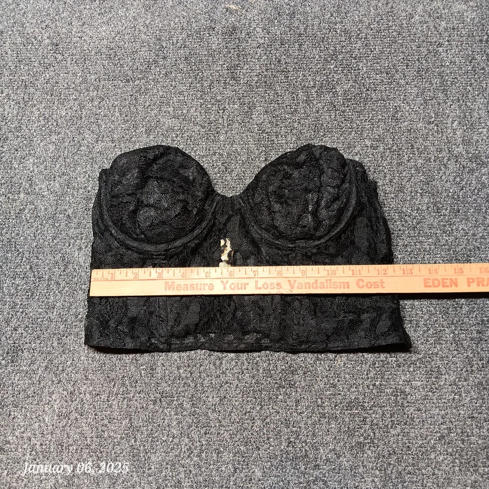 Sutiã Feminino Vintage Victoria Secret Preto Sem Alças Longline Renda 36 Underwired - Imagem 4 de 4