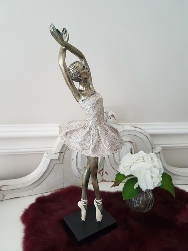 Ballerina tanzend - Dekofigur - gold creme altrosa 39 cm - Shabby Chic Landhaus - Bild 2 von 5