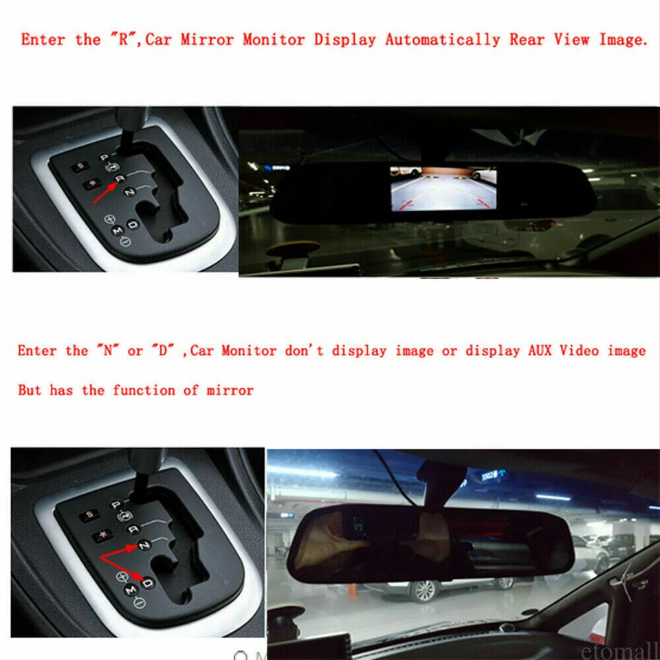 iPoster 4.3" Car Rear Mirror Monitor LED Light Reversing Backup Camera For Honda - Image 4 of 4